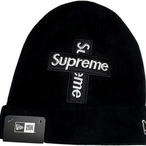 Supreme New Era Cross Box Logo black beanie